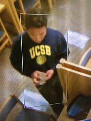 UCSB police ask the community's help locating this man suspected of peeping in a women's bathroom.