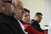 Jacqueline Inda (second from right) and 4th District supervisor candidate Eddie Ozeta (left) were present.
