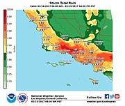 Rain should pelt mountain areas hardest on Thursday-Saturday, as shown on this rainfall map prepared by the National Weather Service Wednesday morning.