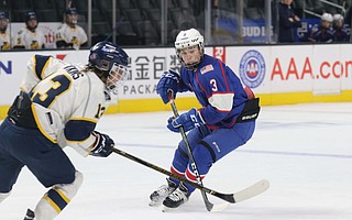 Jack Johnson, right, says he may not be the most famous person from Santa Barbara with that name, but he is making a claim to fame on the hockey rink as the leading scorer for the S.B. Royals, two-time champions of the L.A. Kings High School Hockey League.