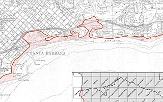 The Santa Barbara quadrangle and inundation zone, detailed in county reports.