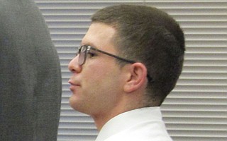 Anthony Ray Murillo listens as a jury finds him not guilty of threatening a victim in a rap song Thursday at Santa Maria Superior Court