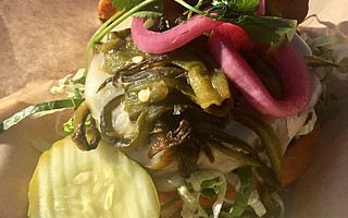 The fire-roasted chili burger offered at Padaro Beach Grill in Carpinteria.