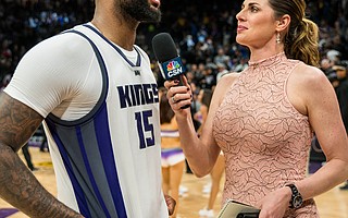 Former UCSB basketball star Kayte Christensen says interviewing NBA players like the intimidating DeMarcus Cousins is her favorite job as a sportscaster.