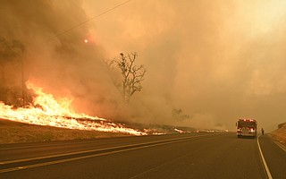 As Highway 154 shut down in both directions, a Carpinteria engine responded to the Whittier Fire on the afternoon of July 8.