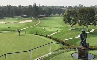 Riviera County Club, with a statue of Ben Hogan