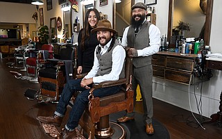 Lucianna, Jorge, and Ito Salgado at The Barber Shop
