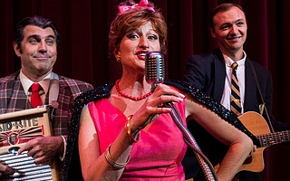From left: Michael Bernard, Tiffany Story, and Dillon Yuhasz in One Man, 'Two Guvnors'