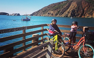 Bike break on Hanford Pier