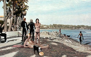 “Big Platter” (2017), of which a detail of its oil painting version is seen here, is John Nava’s homage to Georges-Pierre Seurat’s “A Sunday Afternoon on the Island of La Grande Jatte.”