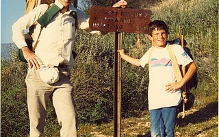 Jim Mills helped preserve Santa Barbara’s backcountry wilderness for many, including his grandson Lance Hoffman, who recalled that “Grandad propped the camera up on a walking stick and set the timer” to take this photo at Cachuma Saddle, Little Pine Mountain, around 1990.
