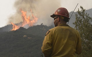 Captain Jesse Hendricks with the Vandenberg Hot Shots working the Thomas Fire in Toro Canyon Tuesday, December 12, 2017.