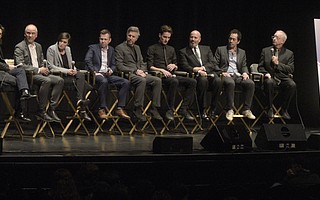 SBIFF 2018 Variety Artisans Award honorees (L to R) Alexandre Desplat - Original Score (The Shape of Water), Tatiana S. Riegel - Editing (I, Tonya), John Nelson - Visual Effects (Blade Runner 2049), Rachel Morrison - Cinematography (Mudbound), Julian Slater, - Sound Mixing (Baby Driver), Matthew Wood - Sound Editing (Star Wars: The Last Jedi), Arjen Tuiten - Makeup and Hairstyling (Wonder), Mark Bridges - Costume Design (Phantom Thread), Paul D. Austerberry - Production Design (The Shape of Water), Moderator VarietyÕs Sr. VP Awards Editor, Tim Gray. (Feb. 5, 2018) .