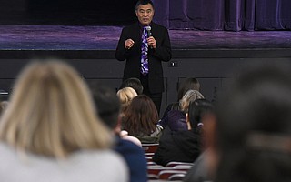 Superintendent Cary Matsuoka holds a public discussion on school policy and actions taken following recent threats made in chat rooms by San Marcos High School students.