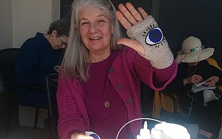 Join Charlotte Gould and the 'evil eye' knitters and sewers at Peet's Coffee March 12 and 19 to create fingerless gloves for the March for Our Lives on March 24.