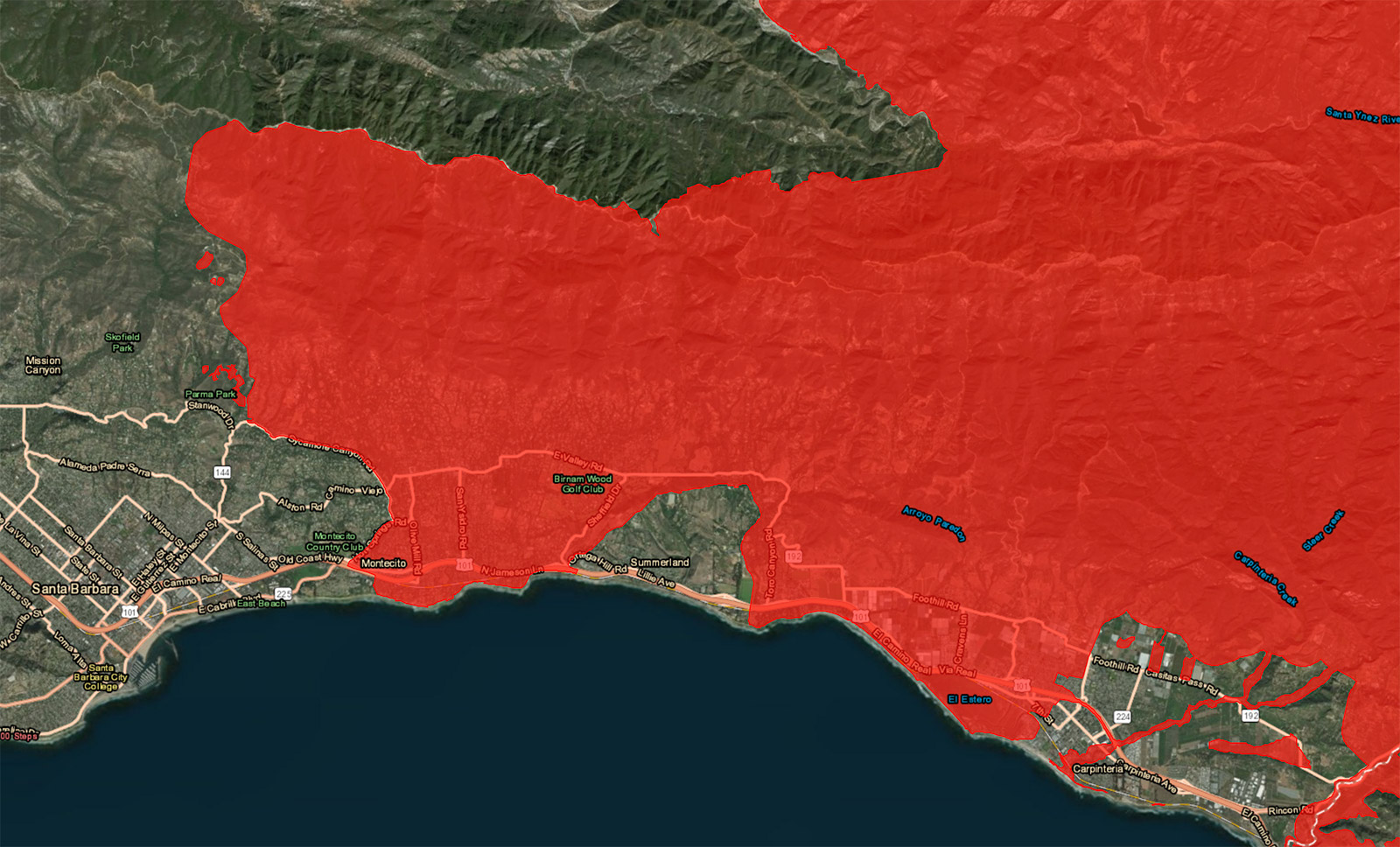 Mandatory Evacuation Called for Fire Zones in Santa Barbara County