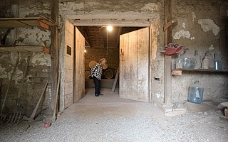 Now 80 years old, Catherine Cavaletto is the caretaker of San Jose Winery, located in the hills above Goleta. Though weathered by nearly 200 years of time, its thick adobe walls still house old barrels, vats, presses, and bottles such as the wicker-wrapped demijohns below.
