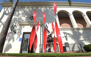 Artist Pattie Porter Firestone’s sculpture “Leaves of Grass” is at the corner of State and Canon Perdido streets.