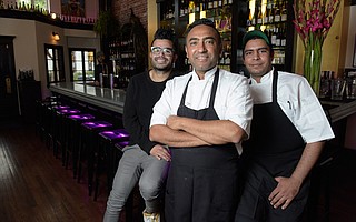 Bibi Ji is the brainchild of Jessi Singh (center), and his inventive, fresh cuisine; creative wines; and engaging service are delivered daily by general manager Alejandro Medina and chef du cuisine Gary Singh (Jessi’s brother).