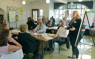 Sharon Byrne and her group came up with some of the day’s more pragmatic solutions.