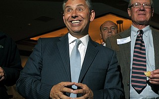 Abel Maldonado (left) with Brooks Firestone on election night of the June primary in 2012.