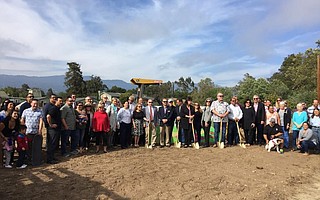 City officials, neighbors, kids, and dogs attended the groundbreaking for Old Town Goleta's new four-acre park at Hollister and Kellogg.