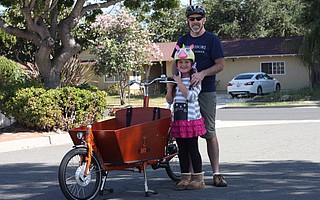 Eric and Anni Klein use their Bakfiets front-loading cargo bike to get around town.