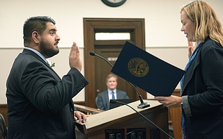 Oscar Gutierrez is sworn in to the Santa Barbara City Council.