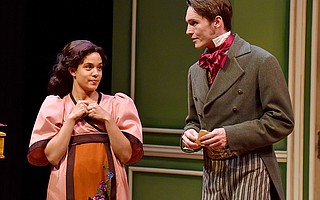 Grace Theobald is the young mathematical genius Thomasina Coverly and Luke Myers is her tutor, Septimus Hodge, in PCPA’s production of Tom Stoppard’s <em>Arcadia</em>.