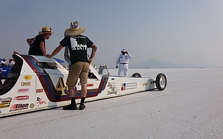 The S.B. team stands at the start of the five-mile course.