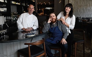 Chef David Rosner (left) is running day-to-day operations for owners Phillip Frankland Lee and Margarita Kallas-Lee at The Monarch in the Montecito Inn.