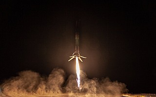 'Falcon has landed,' SpaceX CEO Elon Musk tweeted along with this photo Sunday evening.