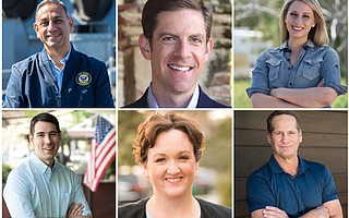 L to R: Gil Cisneros, Mike Levin, Katie Hill, Josh Harder, Katie Porter, Harley Rouda
