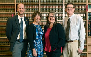 From left, The Santa Barbara and Ventura Colleges of Law’s Matt Nehmer, Jackie Gardina, Deb Moritz, and Paul Larsen were integral in creating the Hack-the-JD event.