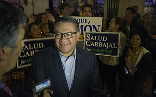 Congressmen Salud Carbajal at restaurant Viva on Election night Nov. 6, 2018