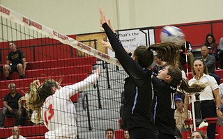 Grace Trocki beats the Moorpark block.
