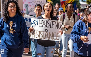 Hundreds of UCSB students walked out on March 5, 2018 to demand more resources and support for undocumented students on campus.