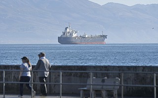 An oil tanker parked off of Santa Barbara's shores following the death of a crew member.