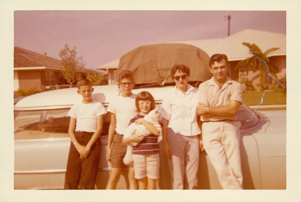 The Powell family begins their journey westward for the author’s father’s new job at the Santa Barbara think tank TEMPO, which had a fallout shelter deep in the basement of the Balboa Building.