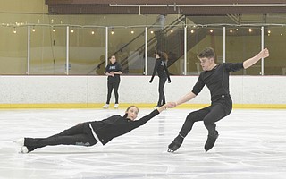Pictured here practicing at Goleta’s Ice in Paradise, San Marcos High’s Sam Alen and S.B. Junior High’s Sage Kerst will be among 12 couples competing in the intermediate pairs division of the 2019 U.S. Figure Skating Championships on Saturday, January 19.