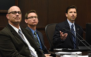 Rob Dayton (far right) addresses the City Council.
