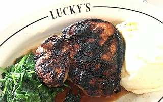 On the normal Lucky’s menu, the pork chop alone is nearly $40.